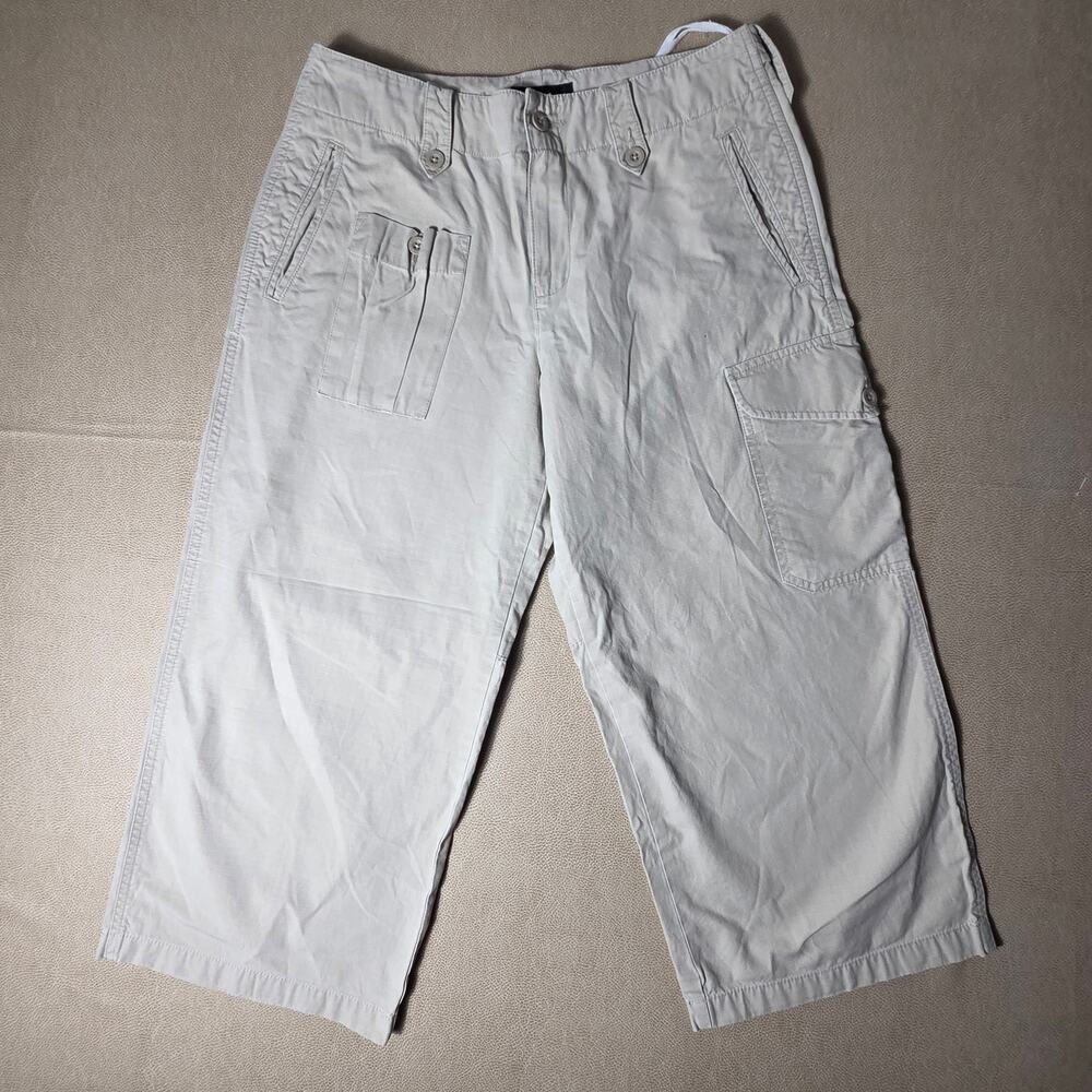 Ralph Lauren Vintage Y2K Ripstop Cargo Capri Pants Beige 6
